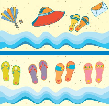 Set of beach seamless borders clipart