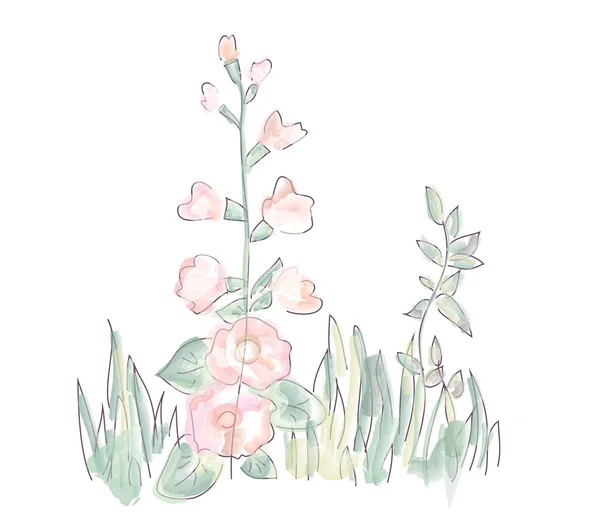 Élément de design floral avec herbe — Image vectorielle