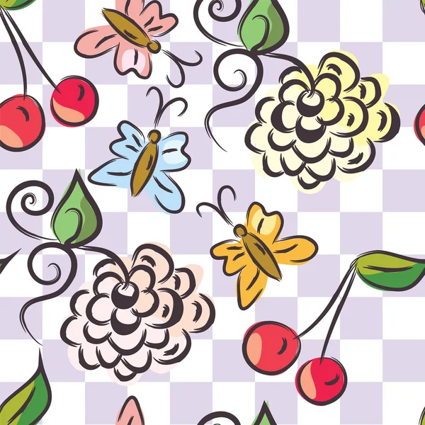 Checked motif floral sans couture — Image vectorielle