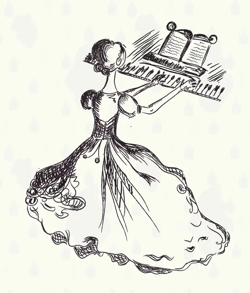 Mujer tocando el piano — Archivo Imágenes Vectoriales