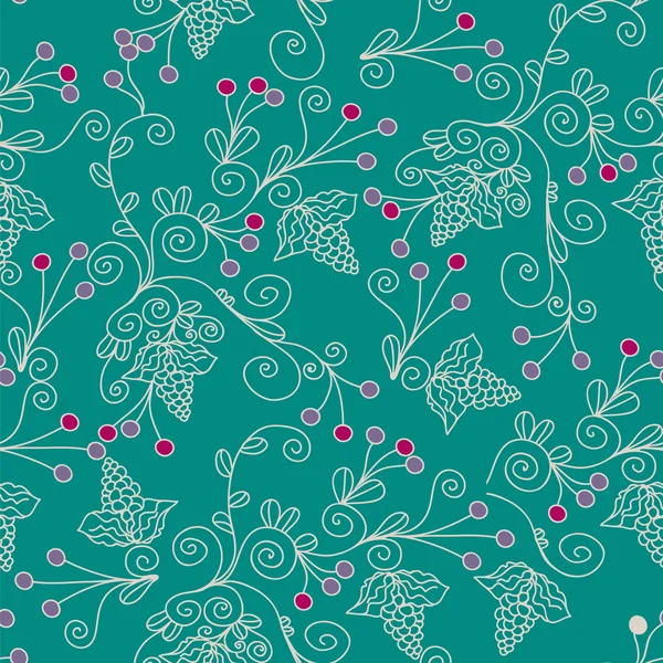 Motif floral sans couture avec raisin — Image vectorielle