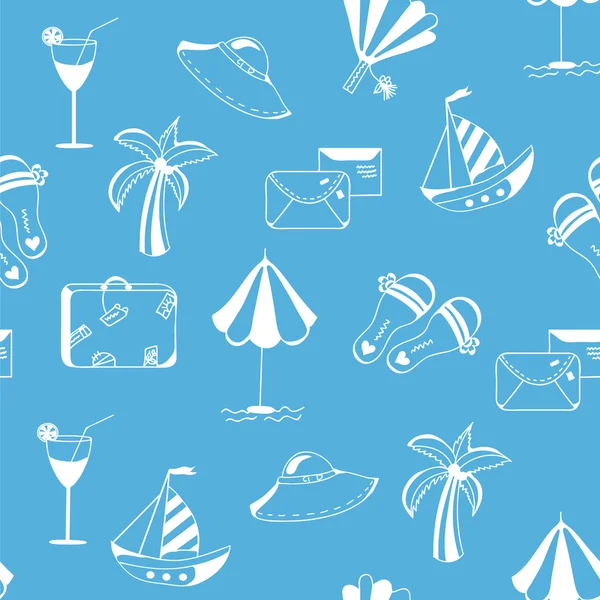 Sea travel seamless funny pattern — Stock Vector