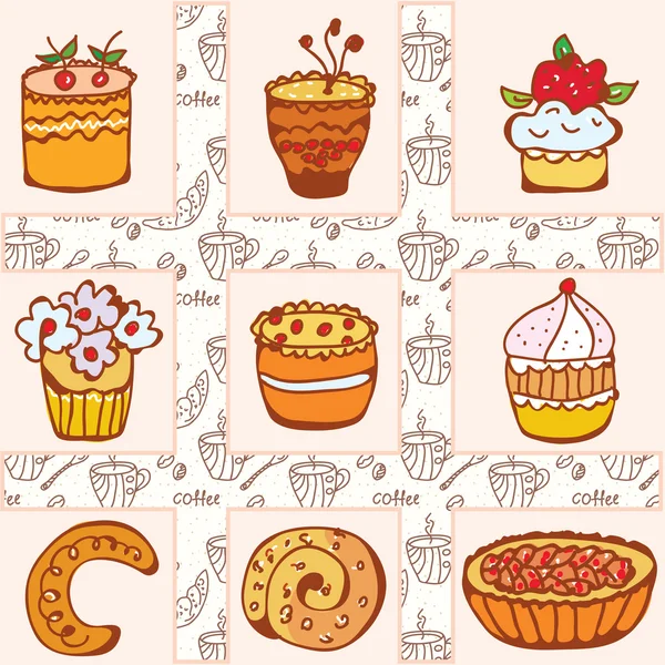 Dizi doodle Pastalar — Stok Vektör