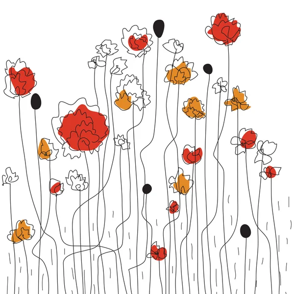 Croquis de bordure florale — Image vectorielle