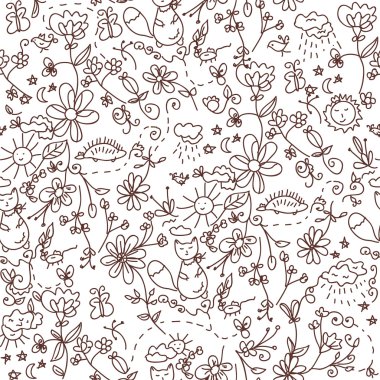 Nature seamless doodle clipart