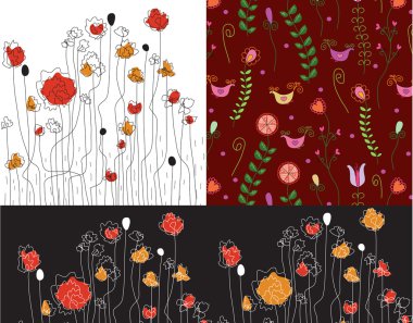 Set of banners with poppy clipart