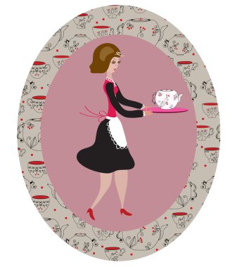 Retro waitress clipart