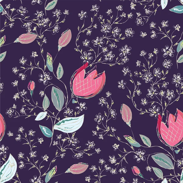 Χωρίς ραφή floral μοτίβο με τουλίπες — Διανυσματικό Αρχείο