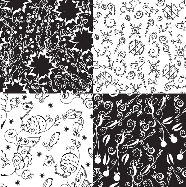 Set of seamless floral patterns — Stock Vector