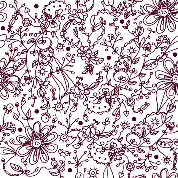 Papel de parede floral desenhado à mão — Vetor de Stock