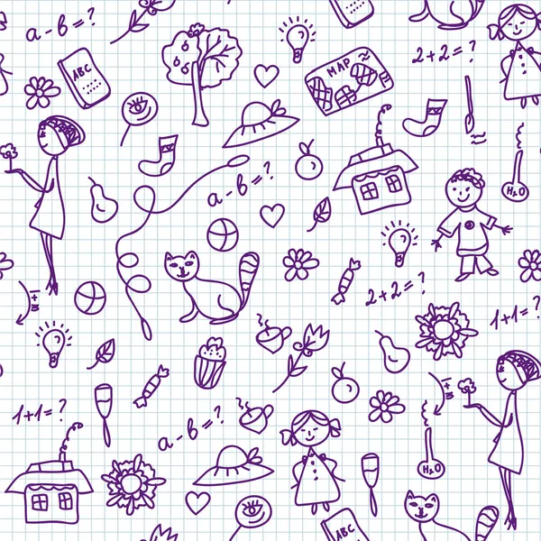 École doodle motif sans couture — Image vectorielle