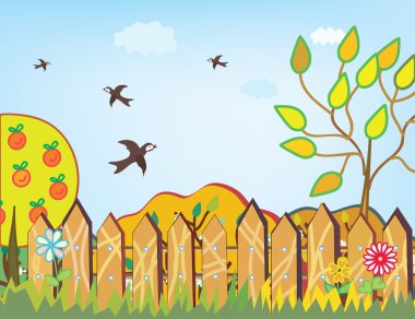 Autumn background with birds clipart
