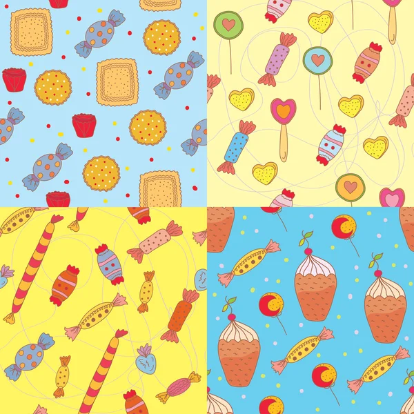 Nahtlose Muster mit Süßigkeiten — Stockvektor