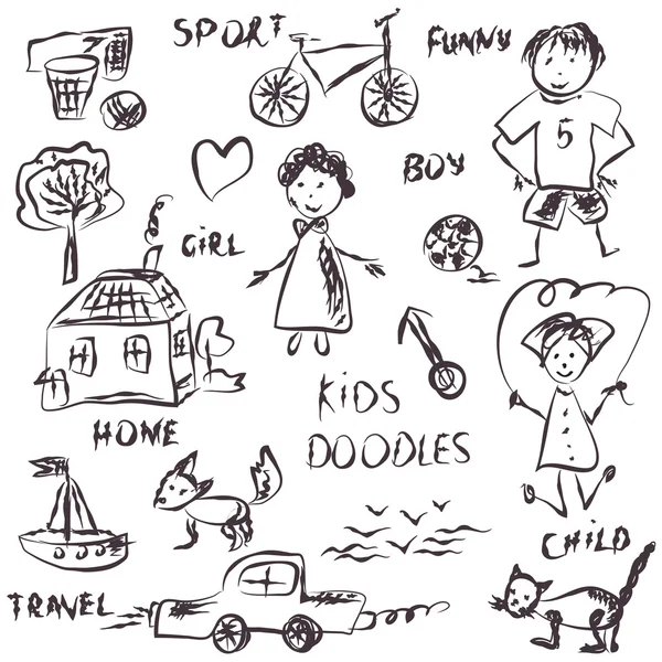 Dzieci Doodle kreskówka — Wektor stockowy
