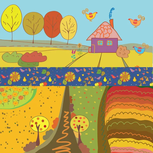 Autumn banners cartoon — Stock Vector