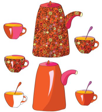 çay çömlek ve bardak