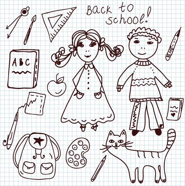 Terug naar school doodles — Stockvector