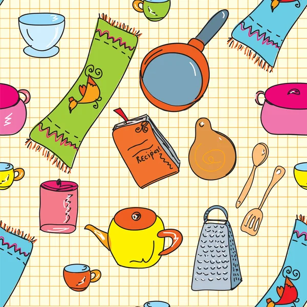 Ustensiles de cuisine sans couture — Image vectorielle