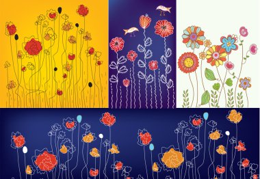 Set of floral designs clipart