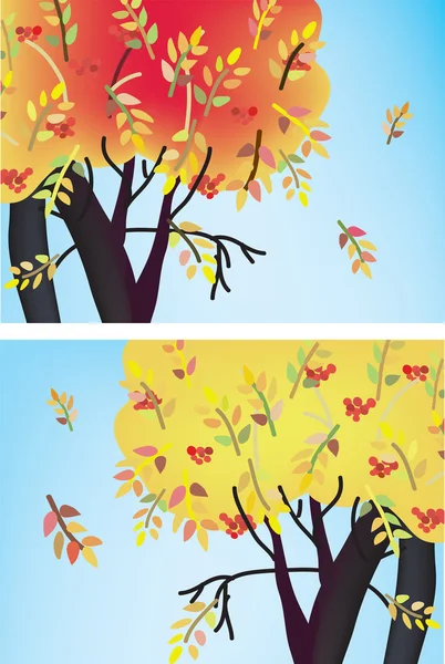 Banderas de árboles caídos con hojas — Vector de stock