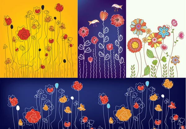 Conjunto de diseños florales — Archivo Imágenes Vectoriales