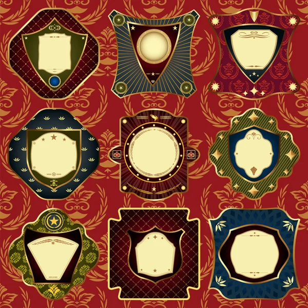 Set de etiquetas doradas y elementos de diseño . — Archivo Imágenes Vectoriales