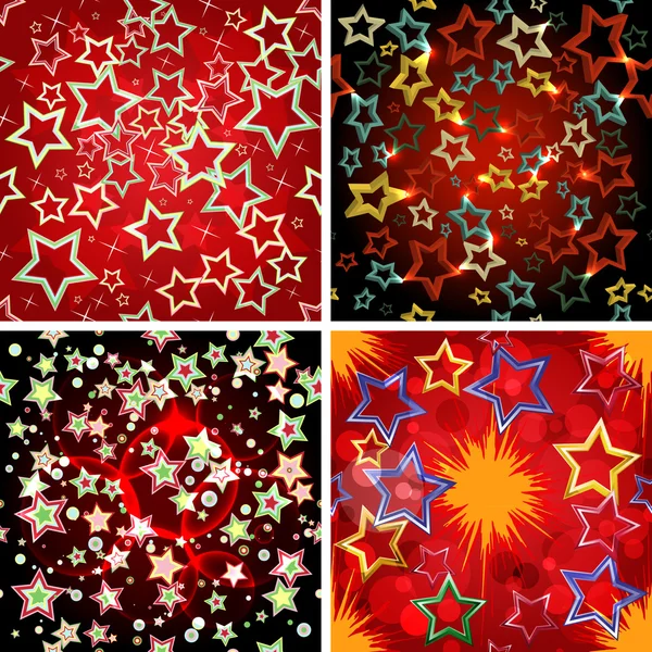 Set of 4 seamless stars patterns. — Stock Vector