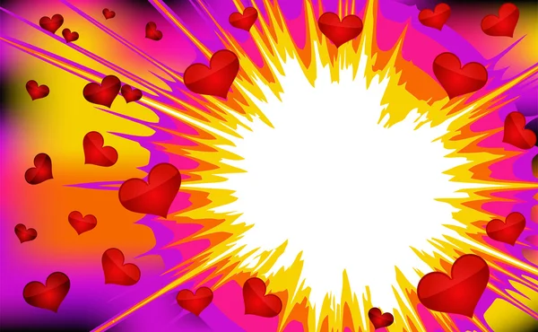 Ilustração vetorial de corações coloridos explodir . — Vetor de Stock