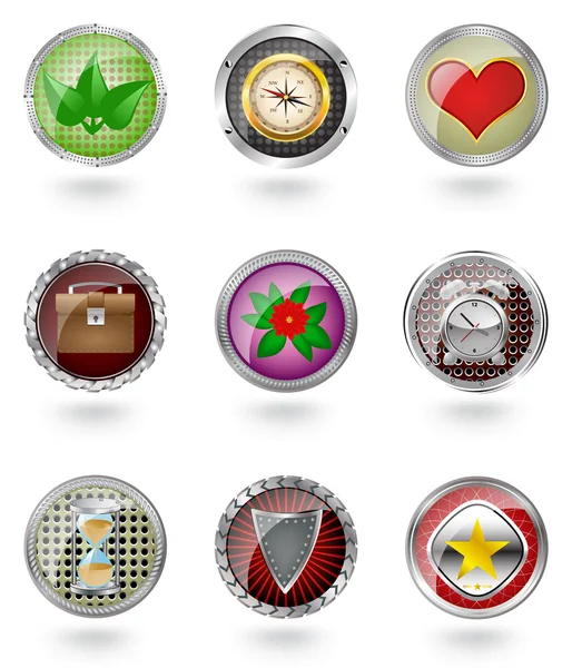 Conjunto de ícone de botão brilhante . — Vetor de Stock