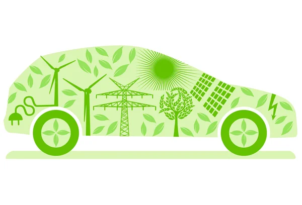 Ecological Electric Car — Stock Vector