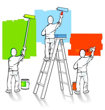 Three painters clipart