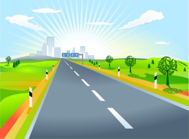 Landscape with road clipart