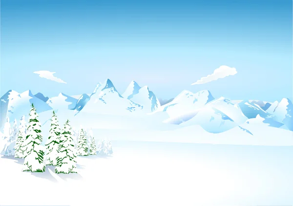 雪地里的群山 — 图库矢量图片