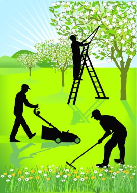 Gardeners gardening clipart