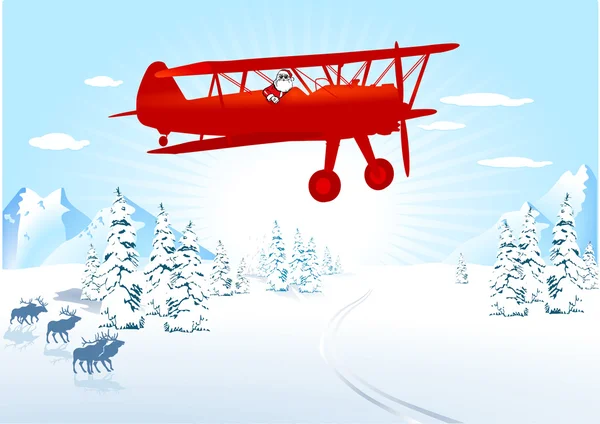 Санта-Клаус в самолете — стоковый вектор
