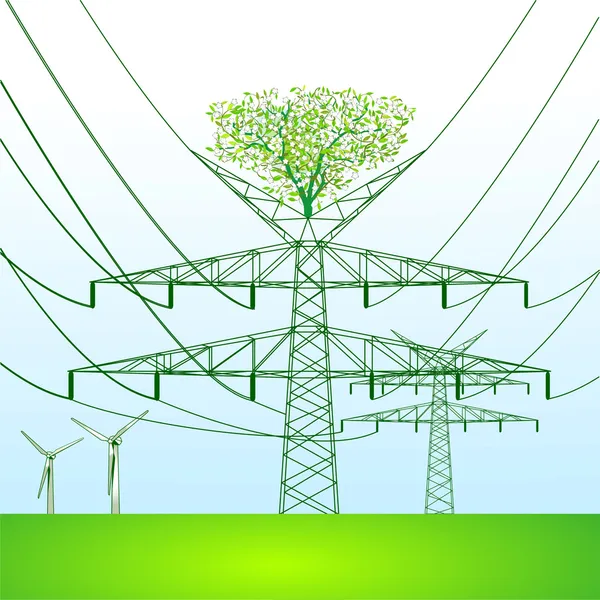 Polo de energía verde — Vector de stock