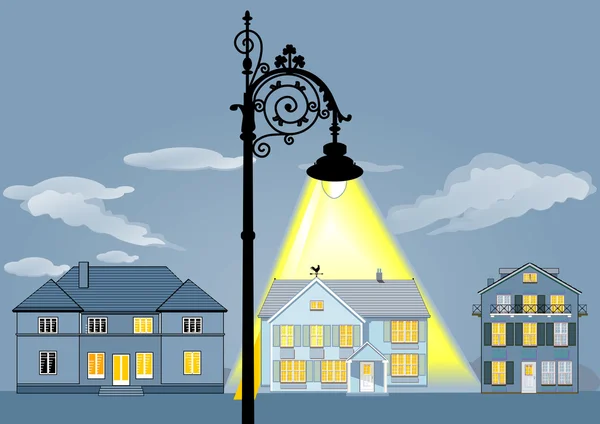 Családi ház világítás — Stock Vector