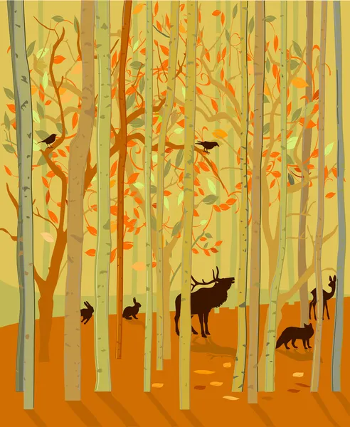 Waldtiere im Herbst — Stockvektor