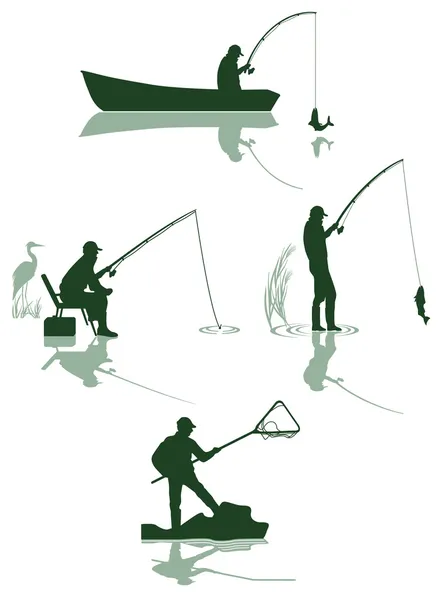 捕鱼和鱼 — 图库矢量图片