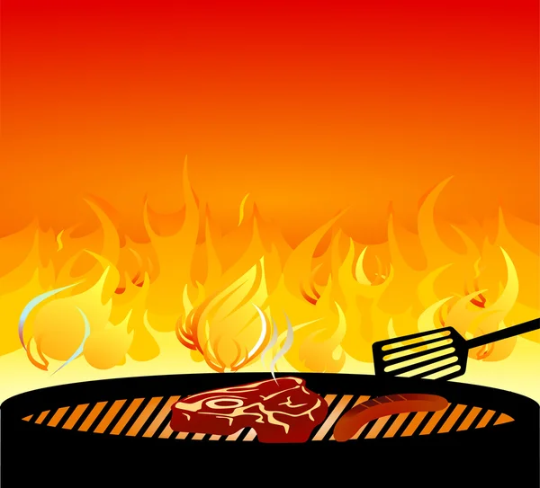 Barbacoa parrilla fuego — Vector de stock