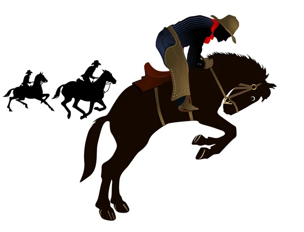 Illustrazione di un cowboy rodeo ... — Vettoriale Stock