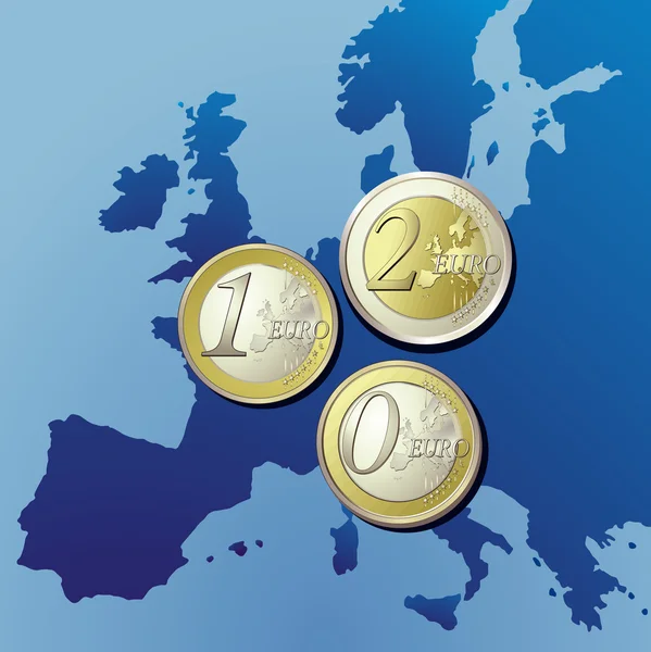 Mapa da zona euro com a Europa — Vetor de Stock