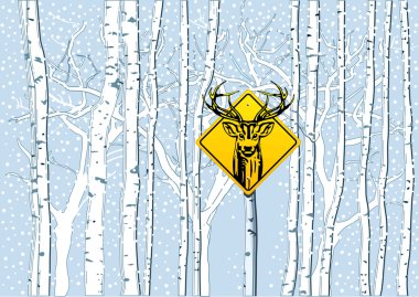 Attention deer in the woods clipart