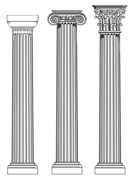 Three ancient columns — Stock Vector