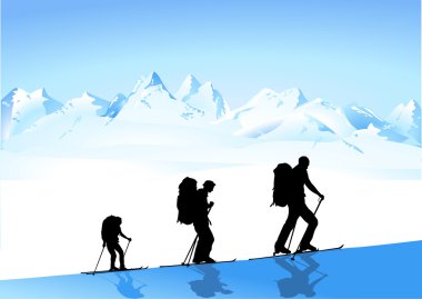 Hiking in winter clipart