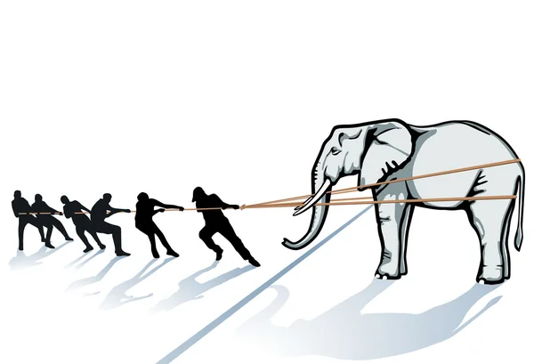 Den Elefanten aus dem Eis ziehen — Stockvektor