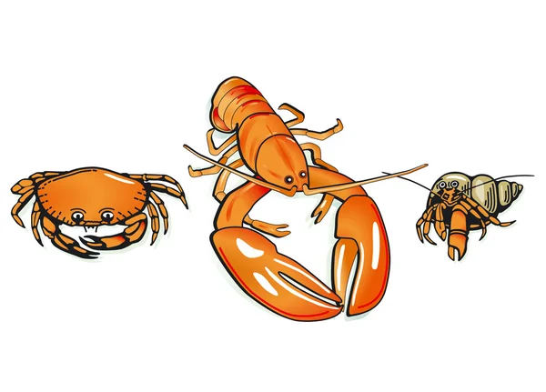 Kepiting dan Lobster - Stok Vektor