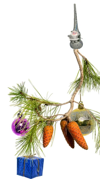 Branch with Christmas toys — Stock Photo, Image