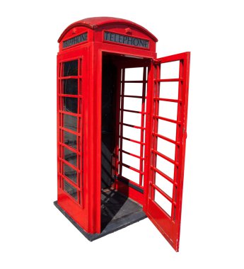 Old red telephone box in London clipart