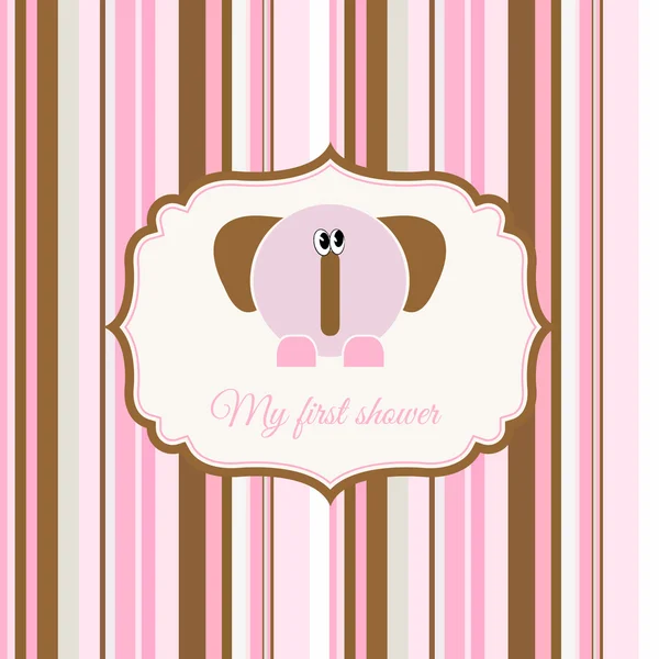 Baby shower announcement card with elephant — Stockvector